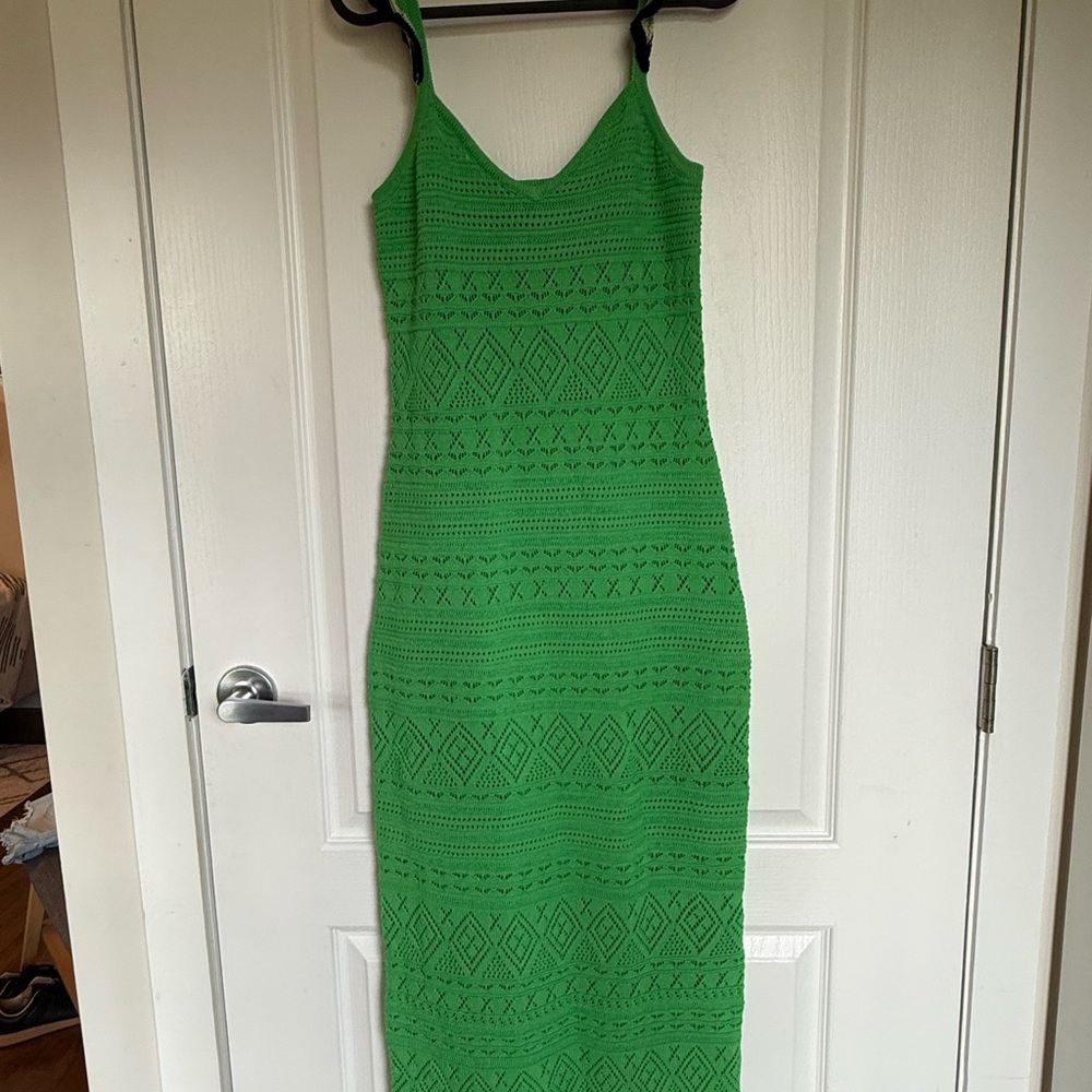 Scotch & Soda Bright Green Crochet Maxi Dress